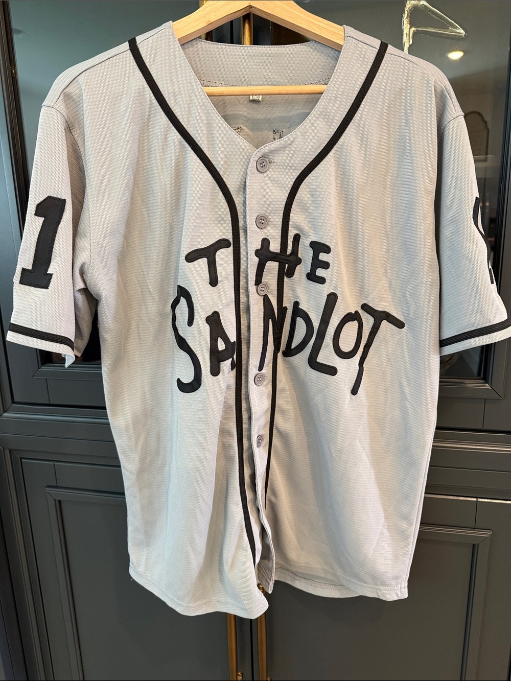 The Sandlot Grey Baseball Jersey with Black Trim